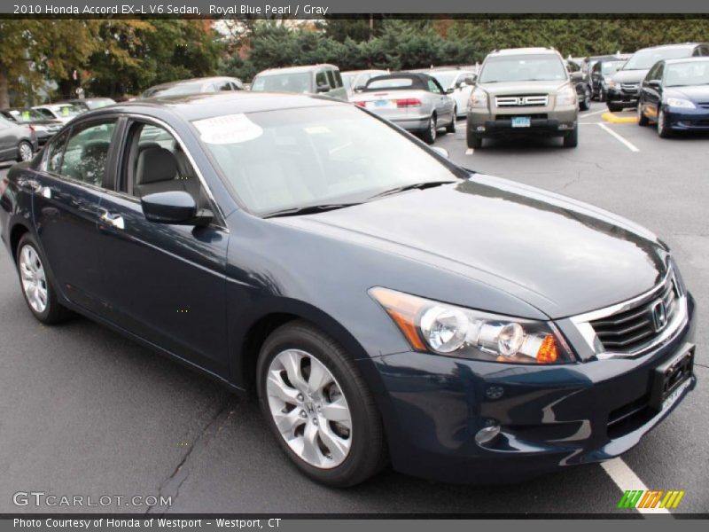 Royal Blue Pearl / Gray 2010 Honda Accord EX-L V6 Sedan