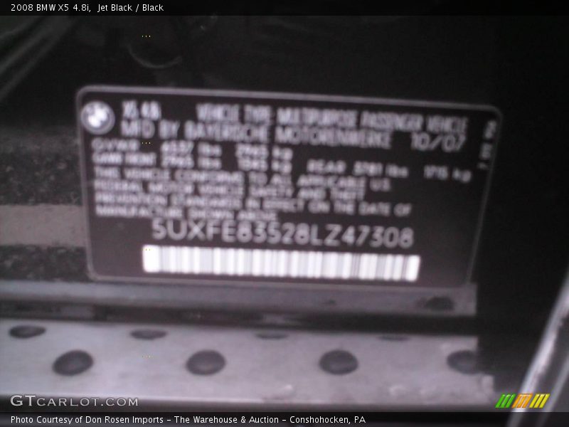Jet Black / Black 2008 BMW X5 4.8i