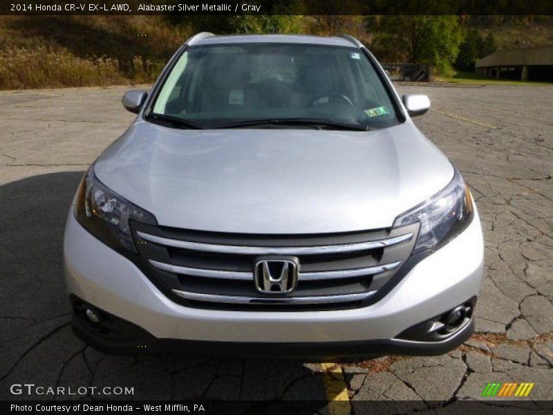 Alabaster Silver Metallic / Gray 2014 Honda CR-V EX-L AWD