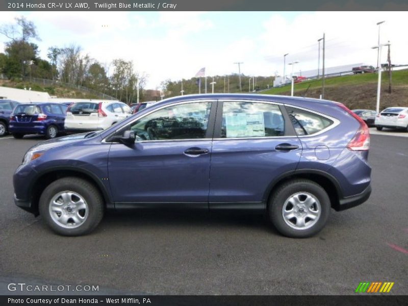 Twilight Blue Metallic / Gray 2014 Honda CR-V LX AWD