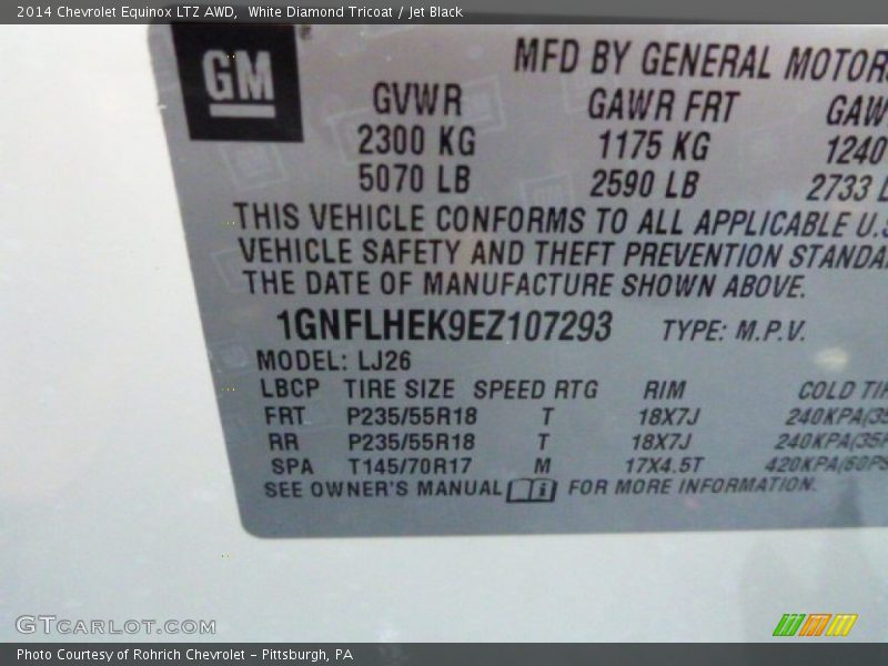 White Diamond Tricoat / Jet Black 2014 Chevrolet Equinox LTZ AWD