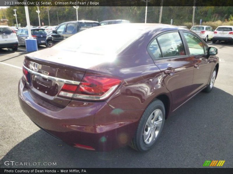 Crimson Red Pearl / Beige 2013 Honda Civic LX Sedan