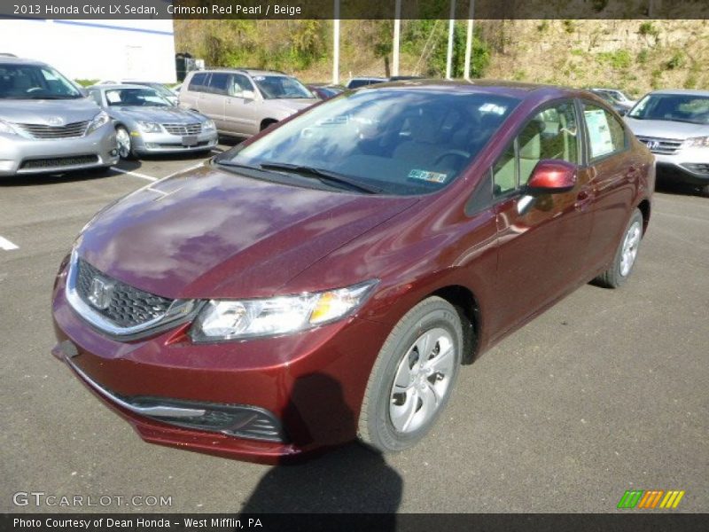 Crimson Red Pearl / Beige 2013 Honda Civic LX Sedan