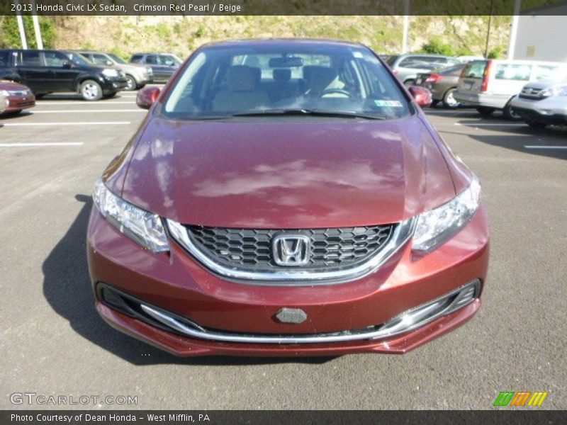 Crimson Red Pearl / Beige 2013 Honda Civic LX Sedan