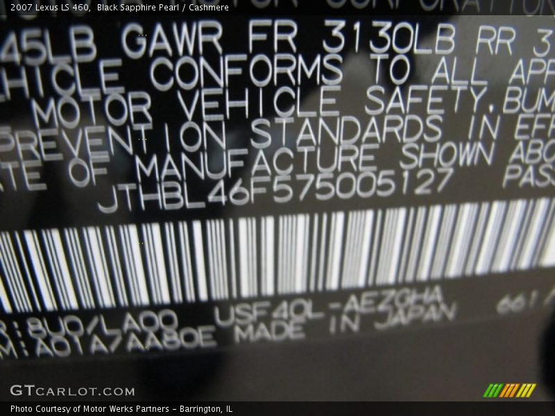 Black Sapphire Pearl / Cashmere 2007 Lexus LS 460