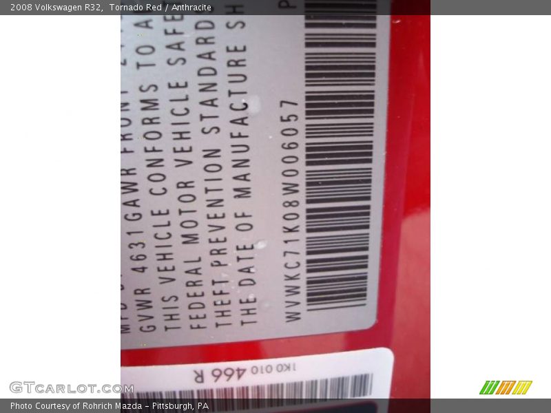 Tornado Red / Anthracite 2008 Volkswagen R32