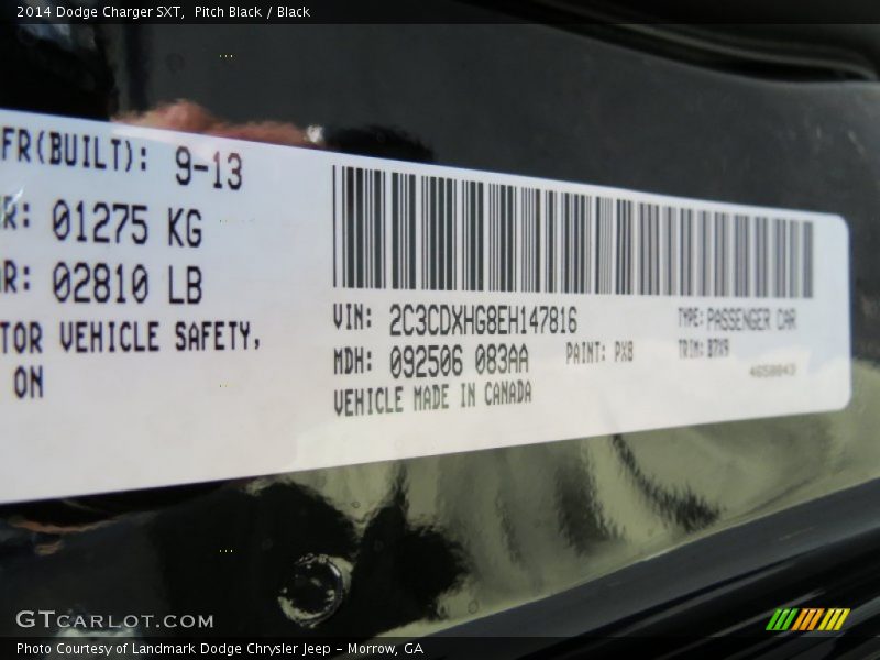 Pitch Black / Black 2014 Dodge Charger SXT