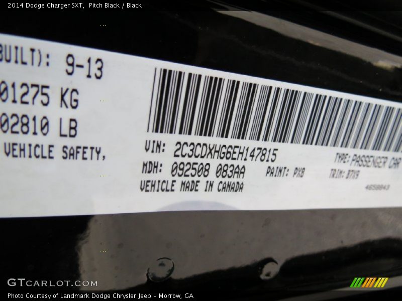 Pitch Black / Black 2014 Dodge Charger SXT