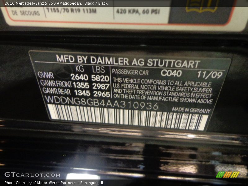 Black / Black 2010 Mercedes-Benz S 550 4Matic Sedan
