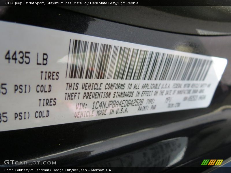 Maximum Steel Metallic / Dark Slate Gray/Light Pebble 2014 Jeep Patriot Sport