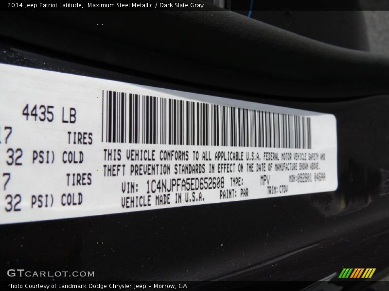 Maximum Steel Metallic / Dark Slate Gray 2014 Jeep Patriot Latitude