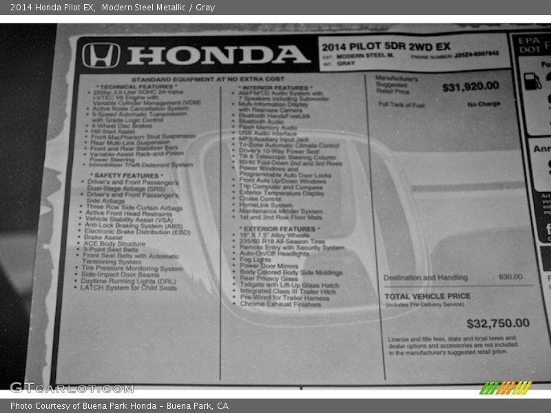 Modern Steel Metallic / Gray 2014 Honda Pilot EX