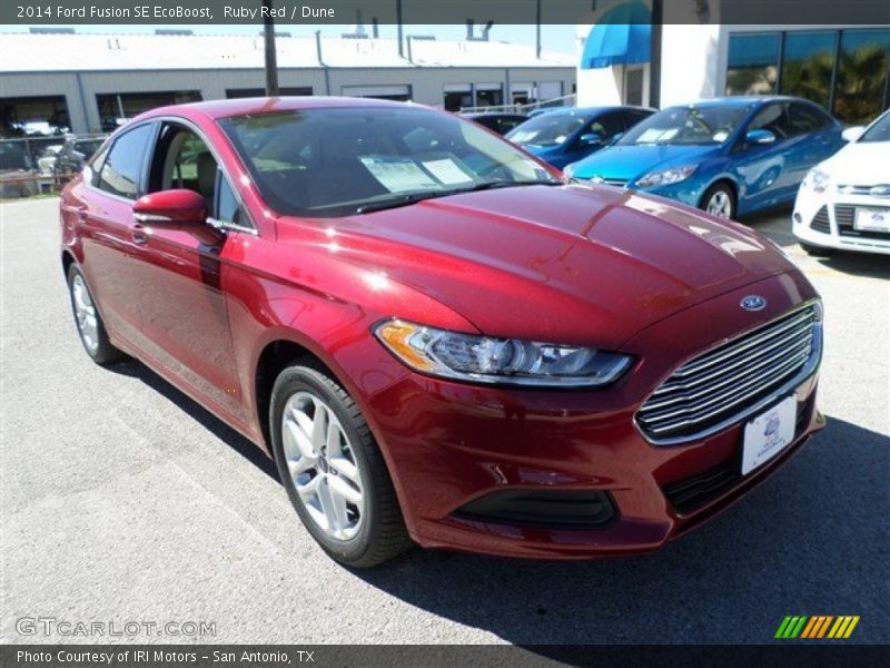 Ruby Red / Dune 2014 Ford Fusion SE EcoBoost