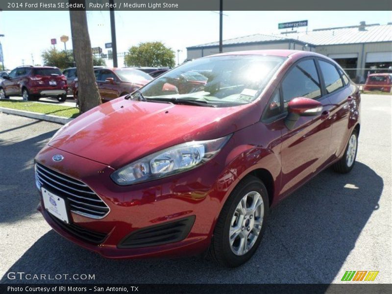 Ruby Red / Medium Light Stone 2014 Ford Fiesta SE Sedan