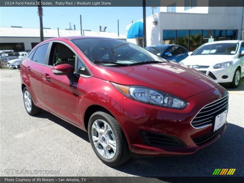 Ruby Red / Medium Light Stone 2014 Ford Fiesta SE Sedan