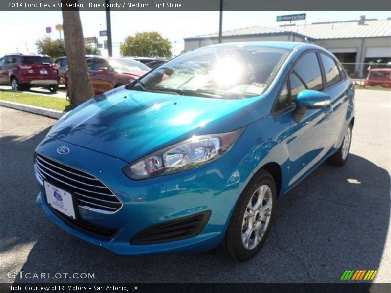 Blue Candy / Medium Light Stone 2014 Ford Fiesta SE Sedan