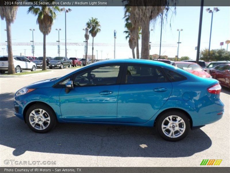 Blue Candy / Medium Light Stone 2014 Ford Fiesta SE Sedan