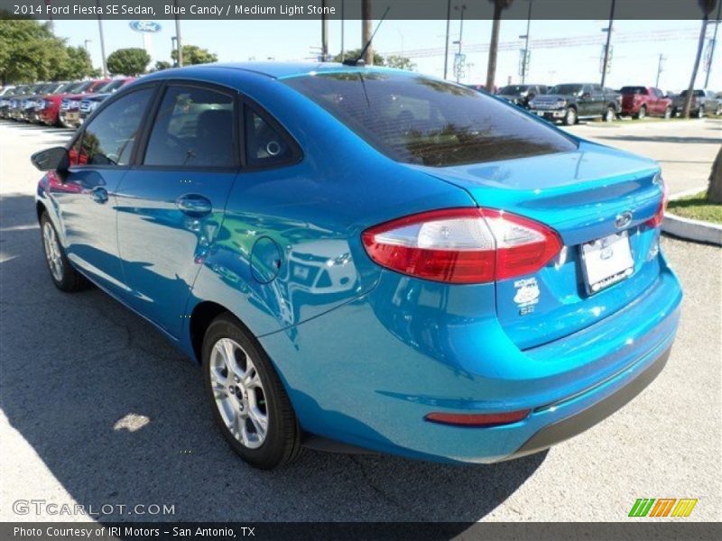 Blue Candy / Medium Light Stone 2014 Ford Fiesta SE Sedan
