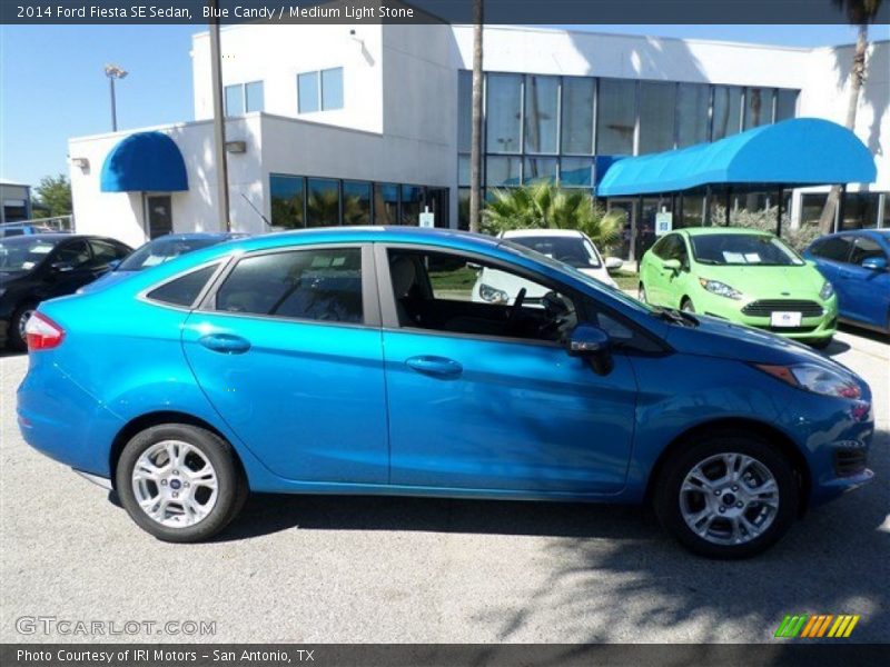 Blue Candy / Medium Light Stone 2014 Ford Fiesta SE Sedan