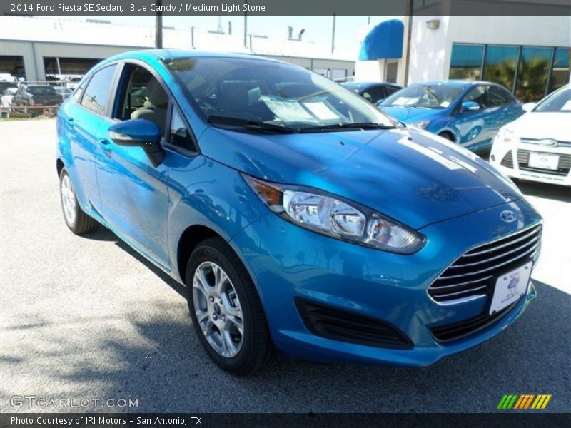 Blue Candy / Medium Light Stone 2014 Ford Fiesta SE Sedan