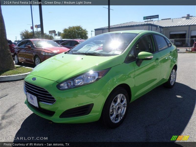 Green Envy / Medium Light Stone 2014 Ford Fiesta SE Sedan