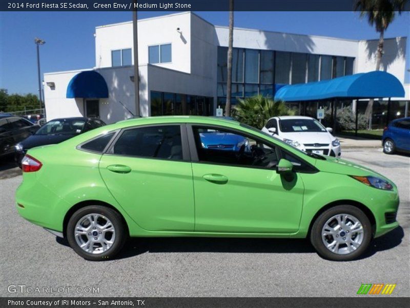 Green Envy / Medium Light Stone 2014 Ford Fiesta SE Sedan