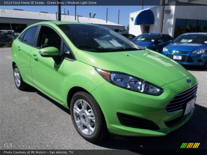 Green Envy / Medium Light Stone 2014 Ford Fiesta SE Sedan