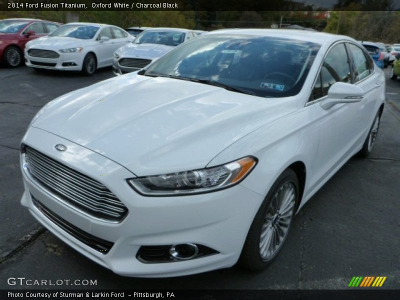 Oxford White / Charcoal Black 2014 Ford Fusion Titanium