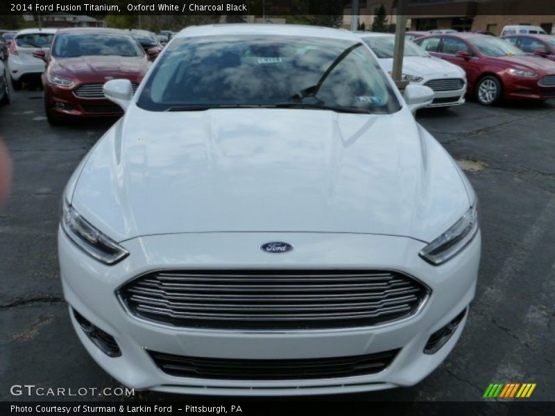 Oxford White / Charcoal Black 2014 Ford Fusion Titanium