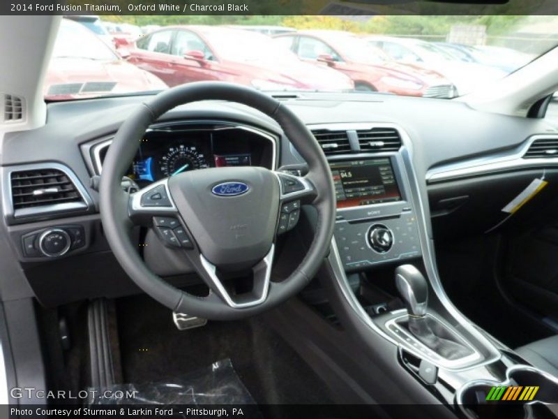 Oxford White / Charcoal Black 2014 Ford Fusion Titanium