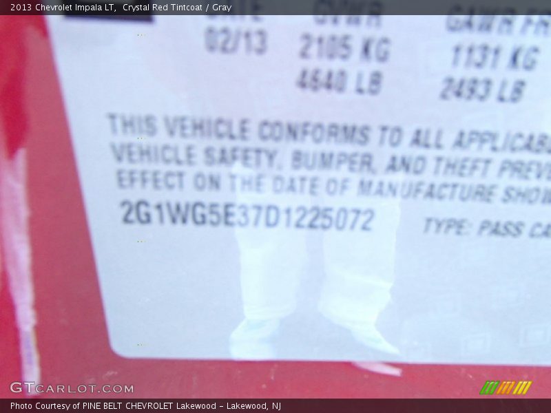 Crystal Red Tintcoat / Gray 2013 Chevrolet Impala LT