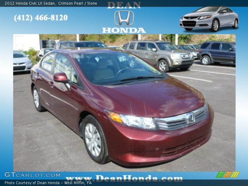 Crimson Pearl / Stone 2012 Honda Civic LX Sedan