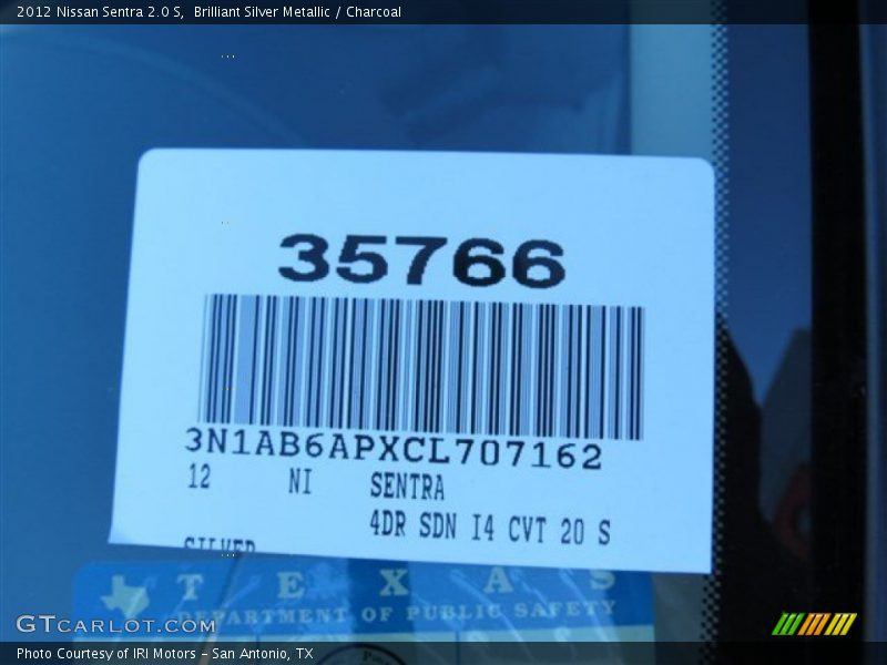 Brilliant Silver Metallic / Charcoal 2012 Nissan Sentra 2.0 S