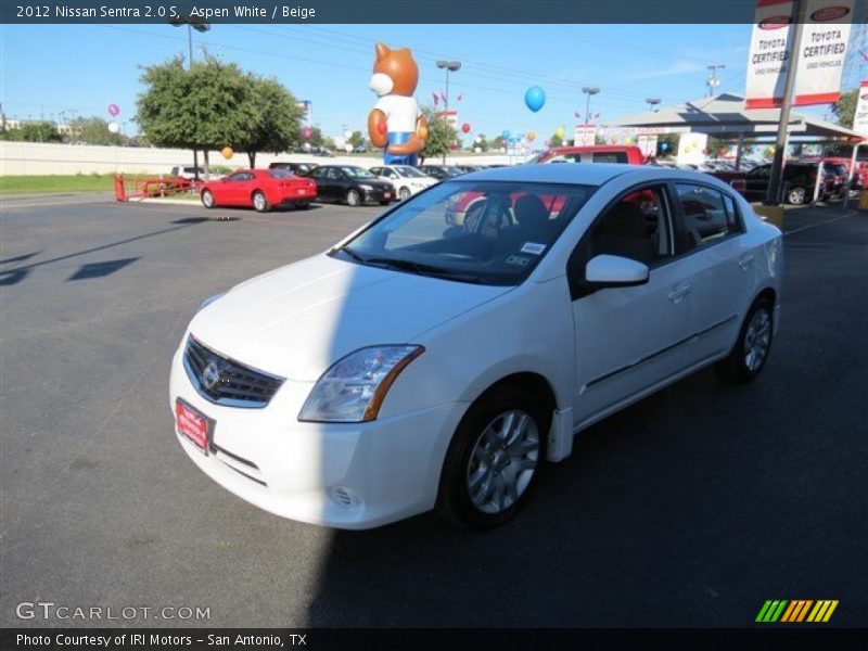 Aspen White / Beige 2012 Nissan Sentra 2.0 S