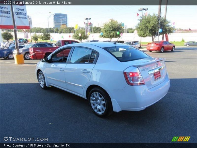 Aspen White / Beige 2012 Nissan Sentra 2.0 S
