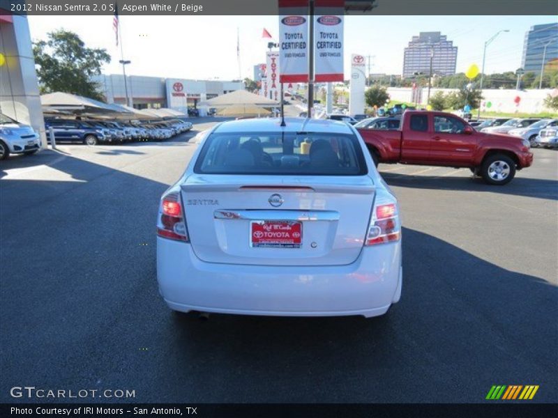 Aspen White / Beige 2012 Nissan Sentra 2.0 S