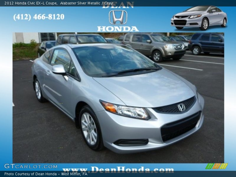 Alabaster Silver Metallic / Gray 2012 Honda Civic EX-L Coupe