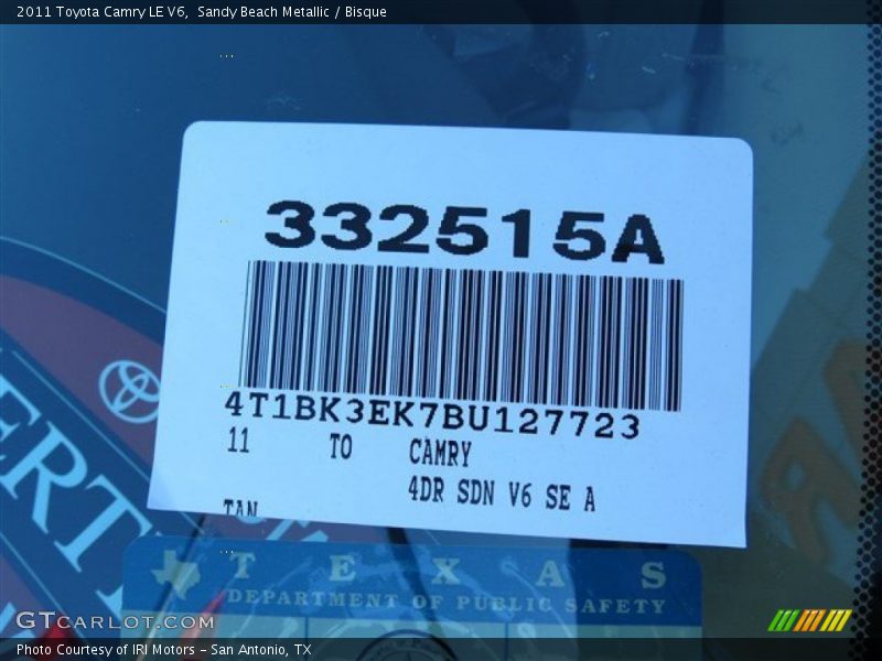 Sandy Beach Metallic / Bisque 2011 Toyota Camry LE V6