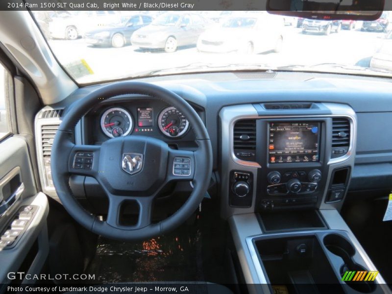 Bright White / Black/Diesel Gray 2014 Ram 1500 SLT Quad Cab