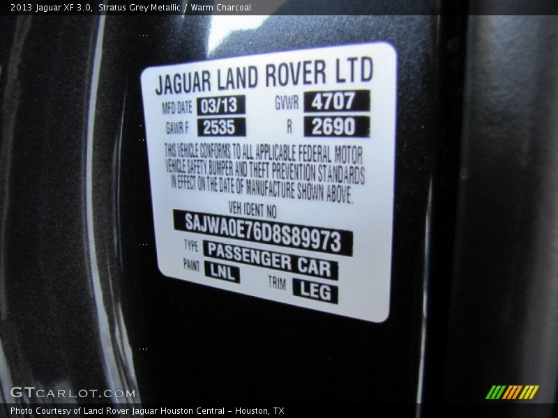 2013 XF 3.0 Stratus Grey Metallic Color Code LNL
