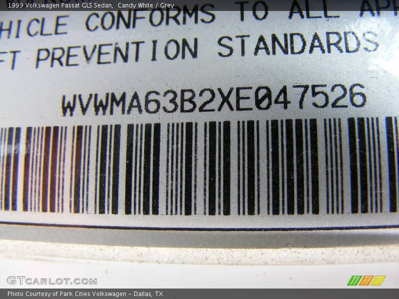 Candy White / Grey 1999 Volkswagen Passat GLS Sedan