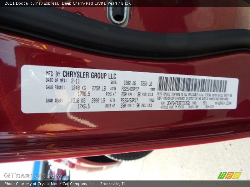 Deep Cherry Red Crystal Pearl / Black 2011 Dodge Journey Express