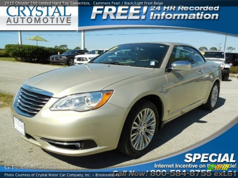 Cashmere Pearl / Black/Light Frost Beige 2013 Chrysler 200 Limited Hard Top Convertible