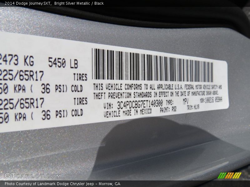 Bright Silver Metallic / Black 2014 Dodge Journey SXT