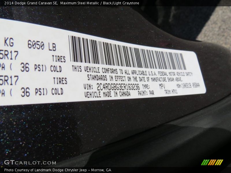Maximum Steel Metallic / Black/Light Graystone 2014 Dodge Grand Caravan SE