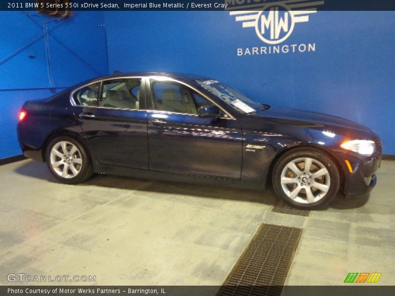 Imperial Blue Metallic / Everest Gray 2011 BMW 5 Series 550i xDrive Sedan