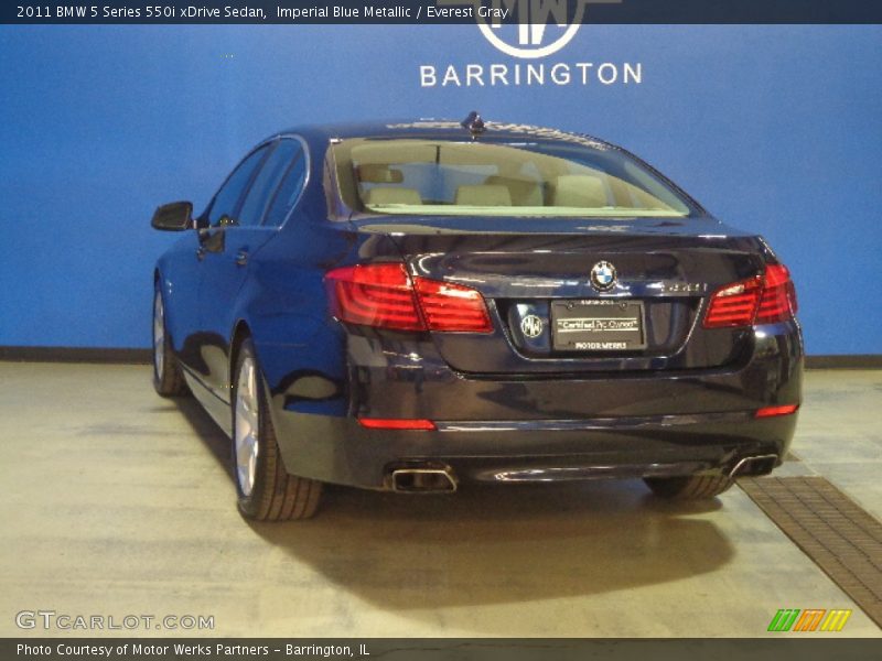 Imperial Blue Metallic / Everest Gray 2011 BMW 5 Series 550i xDrive Sedan