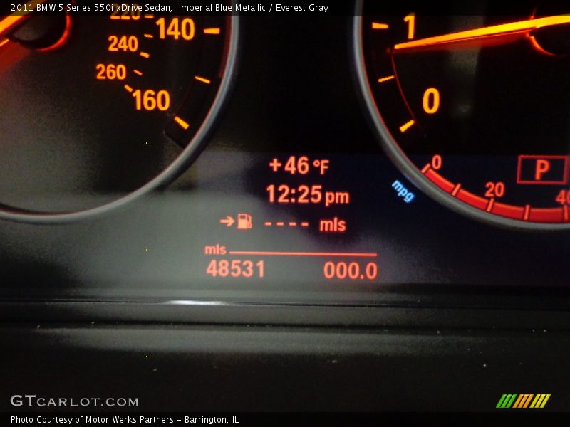 Imperial Blue Metallic / Everest Gray 2011 BMW 5 Series 550i xDrive Sedan