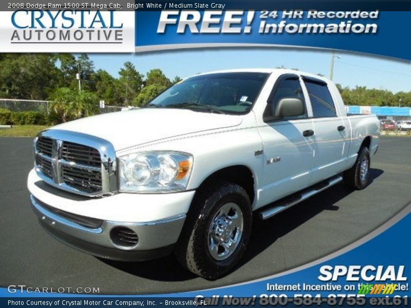 Bright White / Medium Slate Gray 2008 Dodge Ram 1500 ST Mega Cab