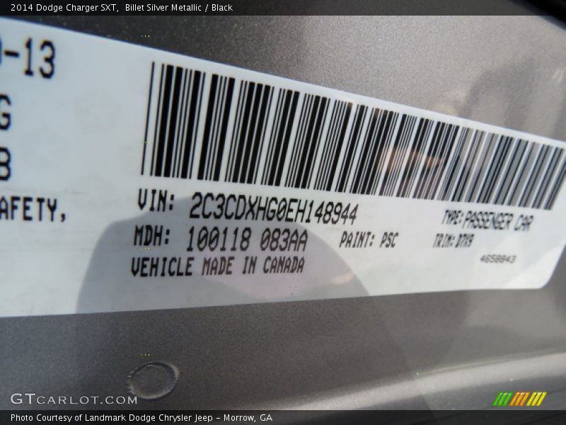 Billet Silver Metallic / Black 2014 Dodge Charger SXT